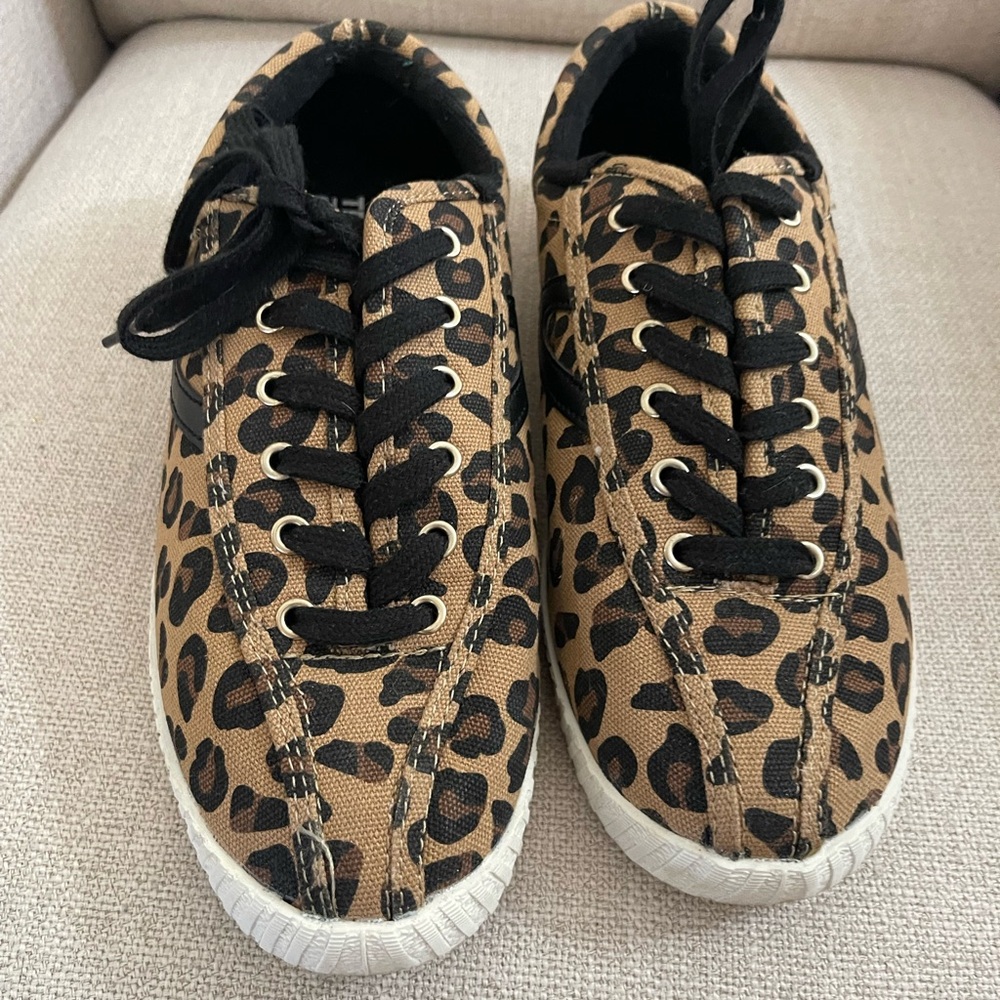 Leopard Print Tretorn Womens Sneakers.  Worn once - perfect condition.